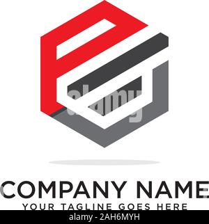 Pl Hexagonal logo vector, monogram logo template Stock Vector