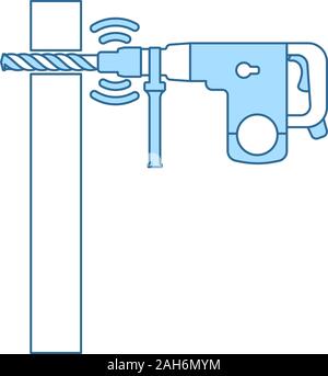 Icon of perforator drilling wall. Thin circle design. Vector ...