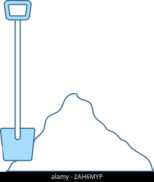 Icon Of Construction Shovel And Sand. Thin Line With Blue Fill Design. Vector Illustration. Stock Vector
