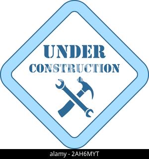 Icon Of Under Construction. Thin Line With Blue Fill Design. Vector Illustration. Stock Vector