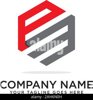 Pm Hexagonal logo vector, monogram logo template Stock Vector