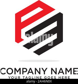 Pm Hexagonal logo vector, monogram logo template Stock Vector