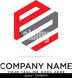 Pn Hexagonal logo vector, monogram logo template Stock Vector
