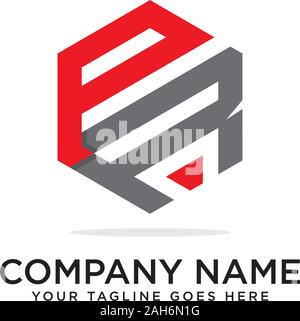 Pr Hexagonal logo vector, monogram logo template Stock Vector