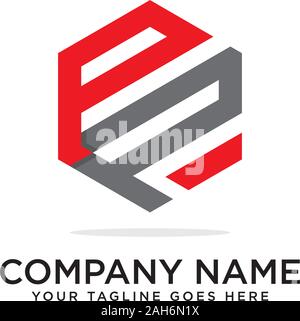 pp Hexagonal logo vector, monogram logo template Stock Vector