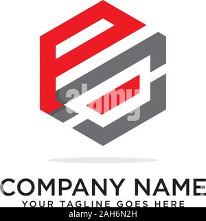 Po Hexagonal logo vector, monogram logo template Stock Vector