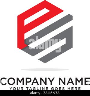 Ps Hexagonal logo vector, monogram logo template Stock Vector