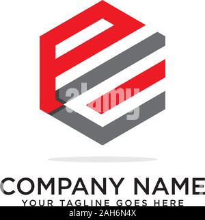 Pv Hexagonal logo vector, monogram logo template Stock Vector
