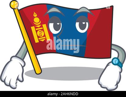 Waiting gesture flag mongolia Scroll on cartoon character design Stock Vector
