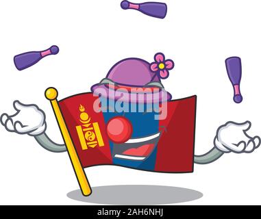 cool flag mongolia Scroll mascot cartoon style playing Juggling Stock Vector