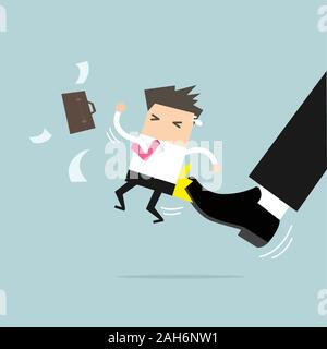 Businessman being kicked by boss. vector Stock Vector