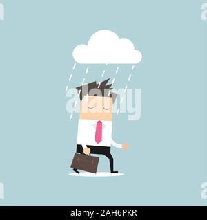 depressed man walking with a cloud of rain over his head Stock Vector ...