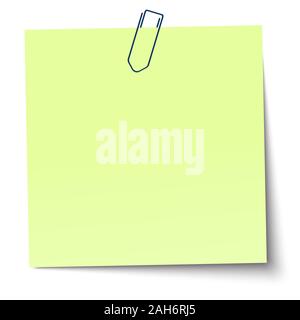 vector illustration of colored sticky note with paper clip Stock Vector