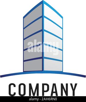 Real Estate Company Logo Design Template, Building Property. Construction Architecture Element, apartment, condo, rental, Blue, Gray, branding, EPS 10 Stock Vector