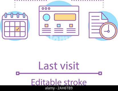 Last visit concept icon. Web browser history idea thin line illustration. Appointment. Calendar date. Website traffic statistics. Vector isolated outl Stock Vector