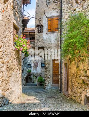 The picturesque village of Canale di Tenno, in the Province of Trento, Trentino Alto Adige, Italy. Stock Photo