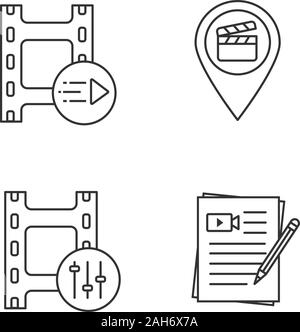 Movie scripts linear icon. Screenplay writing. Thin line illustration.  Scenario. Film making. Contour symbol. Vector isolated outline drawing.  Editable stroke 10432779 Vector Art at Vecteezy