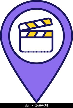 Movie Theater Near Me Map Film Locations Color Icon. Movie Map. Movie Theater Location. Film  Producing Places. Map Pinpoint With Clapper Board Inside. Isolated Vector  Illustrat Stock Vector Image & Art - Alamy