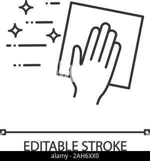 Cleaning napkin linear icon. Windows cleaning cloth. Thin line illustration. Surface wiping, disinfection. Contour symbol. Vector isolated outline dra Stock Vector