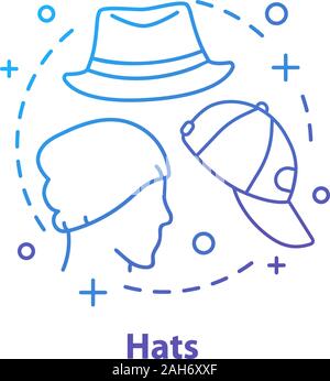 Men's headwear concept icon. Hats and caps. Men's accessories idea thin line illustration. Vector isolated outline drawing Stock Vector