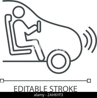 Autonomous car with partial automation linear icon. Smart car with ...