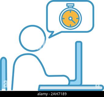 Time management color icon. Discipline. Respect deadlines. Timeliness. Working time tracking. Work performance. Isolated vector illustration Stock Vector