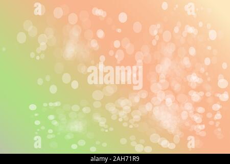 Green abstract spring background with green to pink gradient, circles, dots and  bokeh design. Summer sale background. Stock vector illustration. Stock Vector