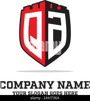 Q A initial logo designs, shield logo template, letter logo inspirations Stock Vector