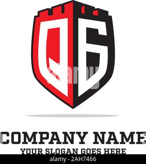 Q G initial logo designs, shield logo template, letter logo inspirations Stock Vector