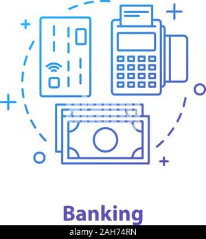 Banking concept icon. Finance management idea thin line illustration. Money transaction. Cashless payments. Vector isolated outline drawing Stock Vector
