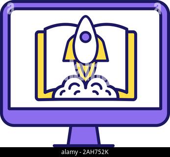 Start learning color icon. Express course for beginners. Online education. E-learning. Distance education. Isolated vector illustration Stock Vector