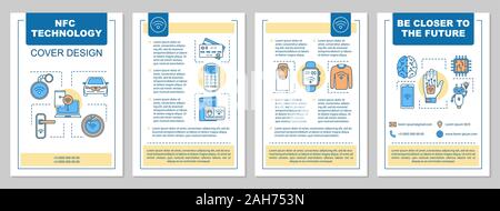 NFC technology brochure template layout. Near field communication. Flyer, booklet, leaflet print design. Contactless technology. Vector page layouts f Stock Vector
