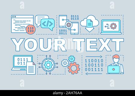 Computer programming word concepts banner. Coding and computer science. Software and app development. Presentation. Isolated lettering typography idea Stock Vector