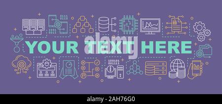 Data analysis word concepts banner. Big data. Machine learning algorithms. Databases and servers. Programming. Presentation, website. Isolated letteri Stock Vector