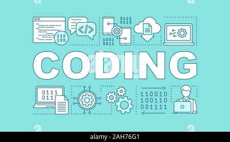 Computer programming word concepts banner. Coding and computer science. Software and app development. Presentation. Isolated lettering typography idea Stock Vector