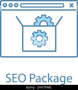 SEO packages color icon. Searching engine optimization services. Website ranking. Web browser settings and add-ons. Isolated vector illustration Stock Vector