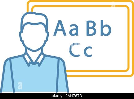 Native speaker color icon. Foreign language tutor. Philologist, teacher. Language learning courses, school. Isolated vector illustration Stock Vector