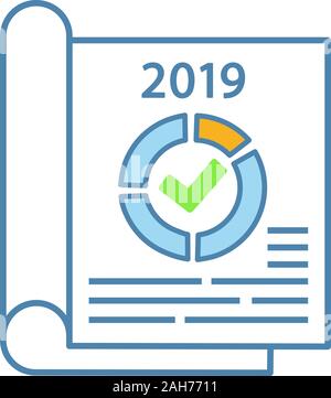 Annual report color icon. Financial statement. Bookkeeping and accounting. Stock market statistics. Isolated vector illustration Stock Vector