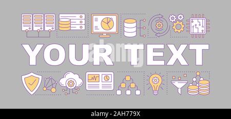 Database word concepts banner. Big data. Server. Machine learning. Data mining and analysis. Database schema. Presentation. Isolated lettering typogra Stock Vector