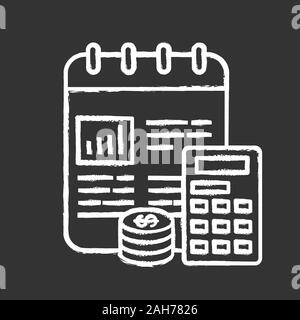Financial planning chalk icon. Budgeting. Funding and financing. Financial accounting and bookkeeping. Cost calculation. Isolated vector chalkboard il Stock Vector