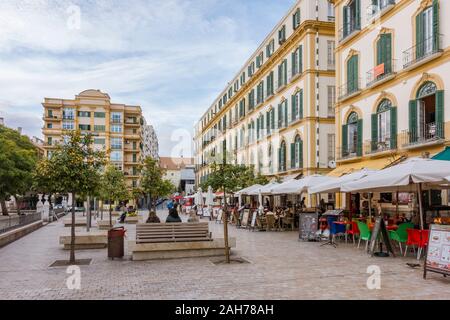 Plaza de la Merced (Mercy Square) bars and cafes, restaurants, square, plaza, Malaga, Spain. Stock Photo