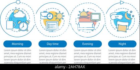 Time period vector infographic template. Morning, day, evening, night. Data visualization with four steps and options. Process timeline chart. Workflo Stock Vector