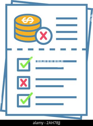 Audit risk color icon. Profit and loss report. Financial statement. Annual report. Accounting and bookkeeping. Cash flow statement. Auditing. Isolated Stock Vector