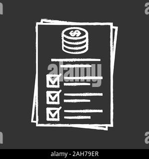 Budgeting chalk icon. Financial planning. Funding and financing. Financial accounting and bookkeeping. Cost calculation. Isolated vector chalkboard il Stock Vector