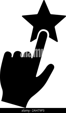 Rating glyph icon. Add to favorite button. Feedback and review. Star ranking. Silhouette symbol. Negative space. Vector isolated illustration Stock Vector