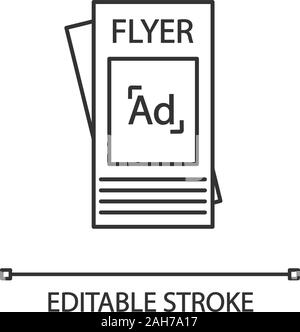 Flyer mockup linear icon. Thin line illustration. Leaflet template ...