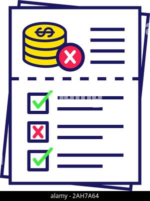 Audit risk color icon. Profit and loss report. Financial statement. Annual report. Accounting and bookkeeping. Cash flow statement. Auditing. Isolated Stock Vector