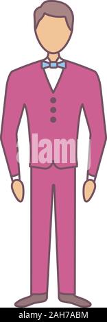 Bridegroom color icon. Fiance. Groom tuxedo. Man in wedding suit. Formal wear for men. Isolated vector illustration Stock Vector