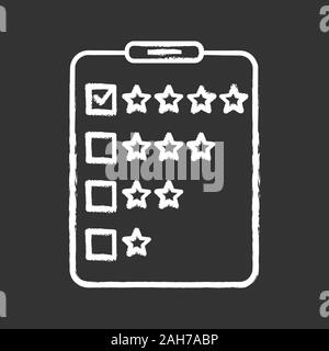 Rating survey chalk icon. Ranking research questions. Customer feedback and reviews. Isolated vector chalkboard illustration Stock Vector