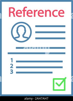 Reference letter color icon. Recommendation letter. Employment reference. Job application. Isolated vector illustration Stock Vector